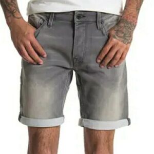 Jack & Jones Medium Aged Gray Regular Fit Denim Shorts Size S